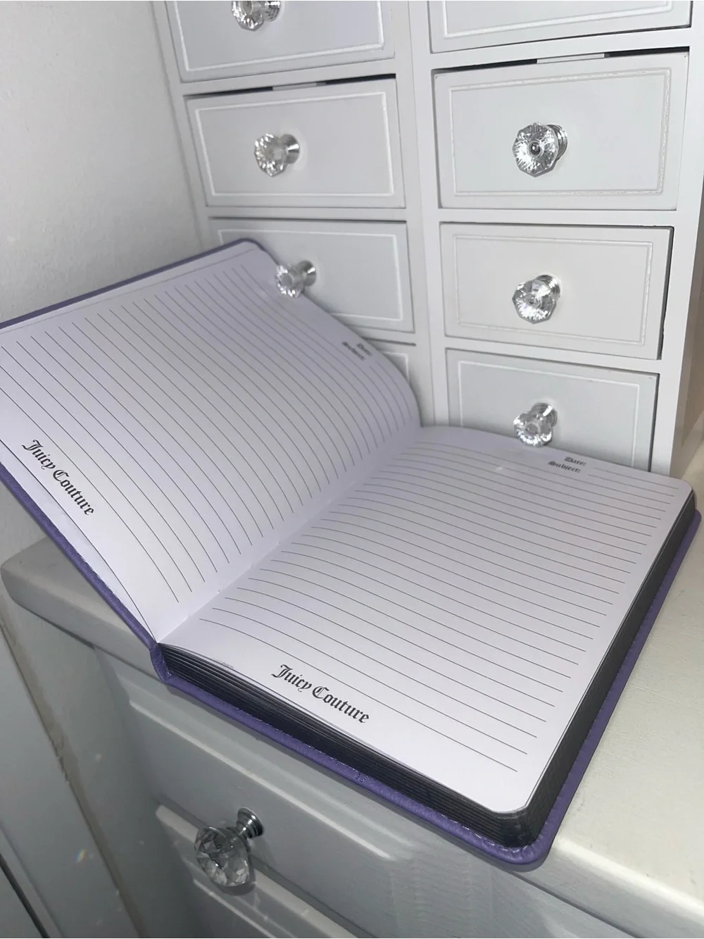 NWT Juicy Couture Purple Faux Leather Notebook with Gold Logo